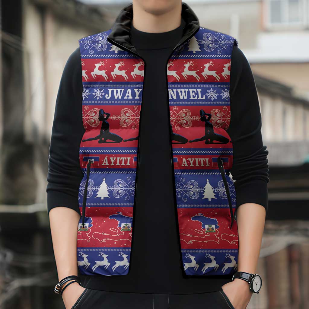 Haiti Christmas Sleeveless Puffer Jacket Jwaye Nwel Ayiti Neg Marron Veve Vodou - Wonder Print Shop