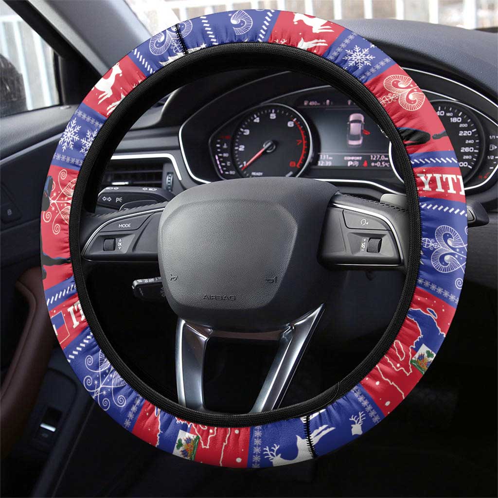 Haiti Christmas Steering Wheel Cover Jwaye Nwel Ayiti Neg Marron Veve Vodou - Wonder Print Shop