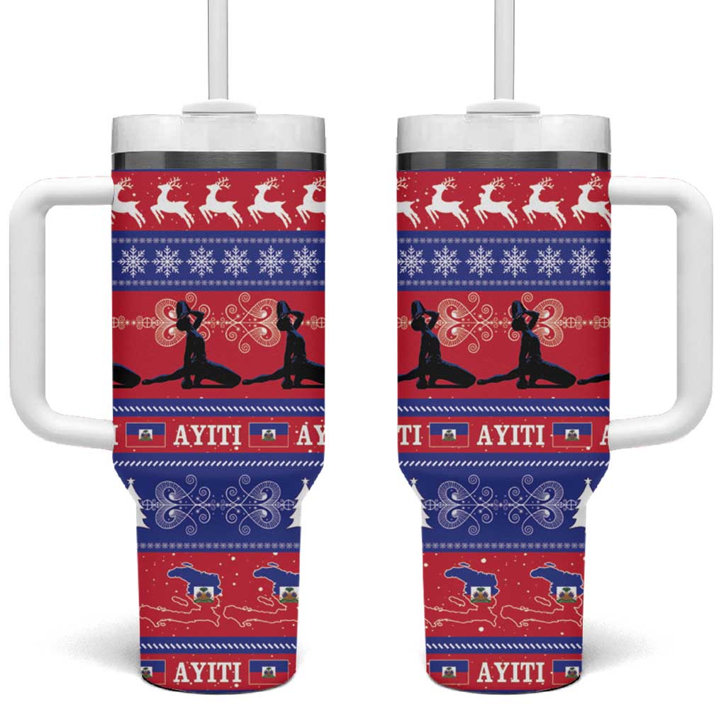 Haiti Christmas Tumbler With Handle Jwaye Nwel Ayiti Neg Marron Veve Vodou - Wonder Print Shop