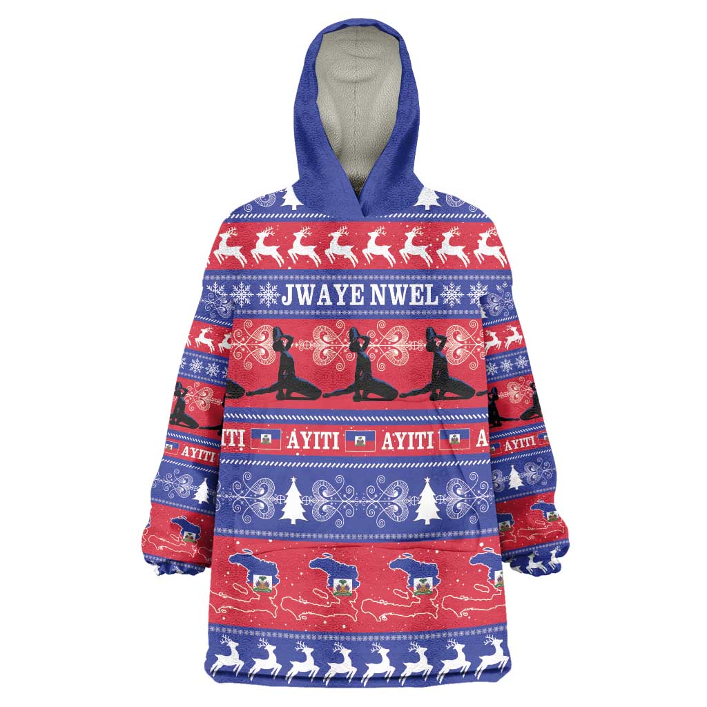 Haiti Christmas Wearable Blanket Hoodie Jwaye Nwel Ayiti Neg Marron Veve Vodou - Wonder Print Shop