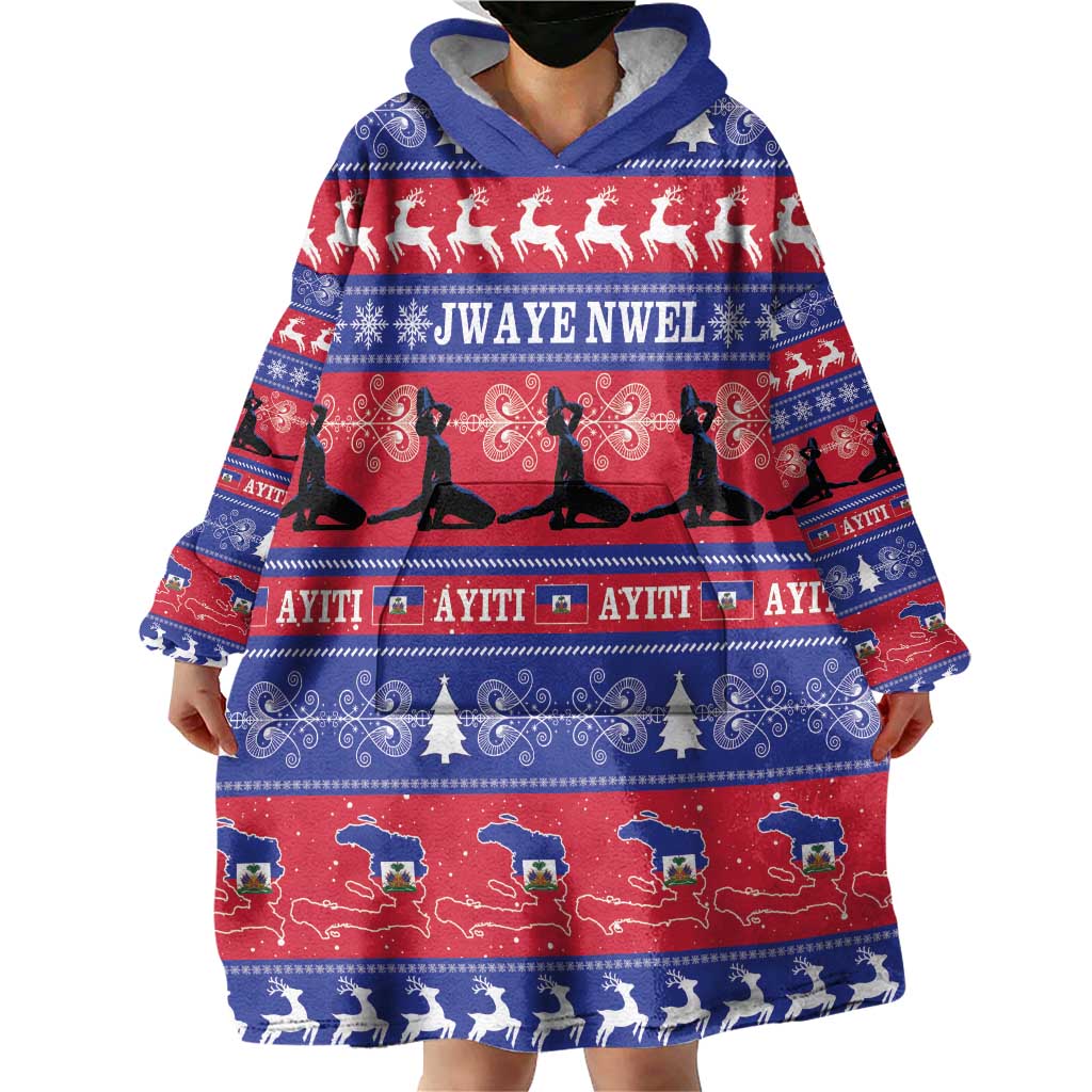 Haiti Christmas Wearable Blanket Hoodie Jwaye Nwel Ayiti Neg Marron Veve Vodou - Wonder Print Shop