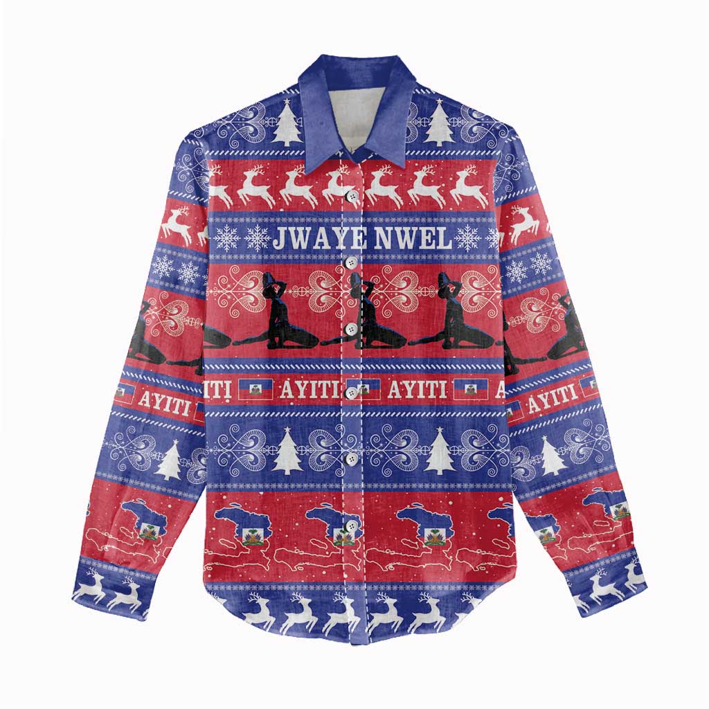 Haiti Christmas Women Casual Shirt Jwaye Nwel Ayiti Neg Marron Veve Vodou - Wonder Print Shop