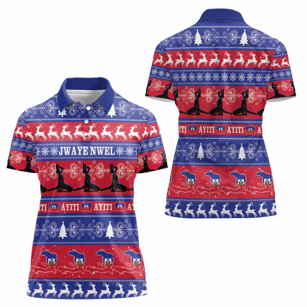 Haiti Christmas Women Polo Shirt Jwaye Nwel Ayiti Neg Marron Veve Vodou - Wonder Print Shop