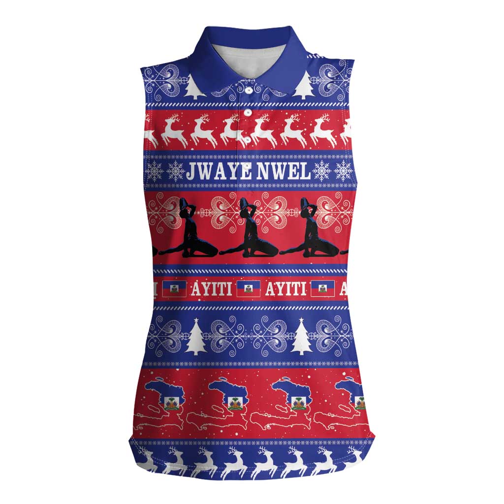 Haiti Christmas Women Sleeveless Polo Shirt Jwaye Nwel Ayiti Neg Marron Veve Vodou - Wonder Print Shop
