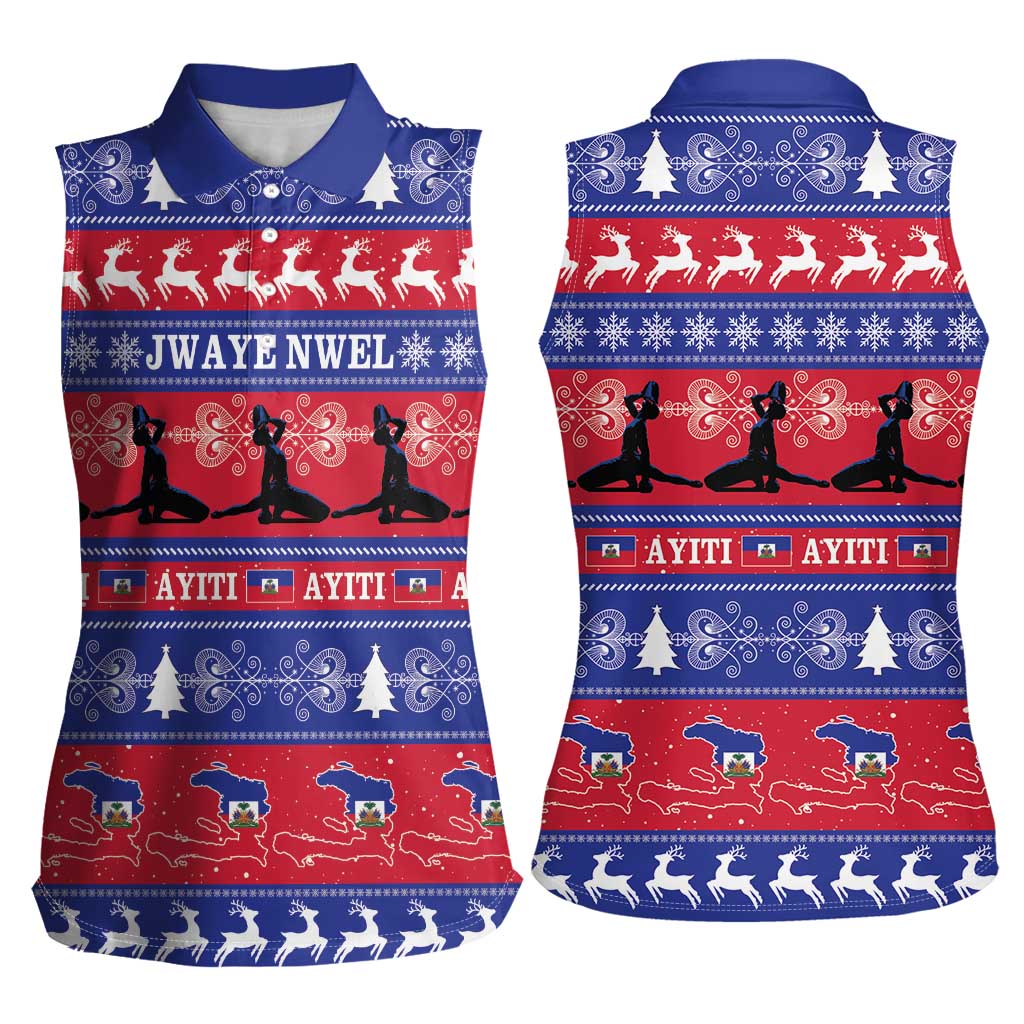 Haiti Christmas Women Sleeveless Polo Shirt Jwaye Nwel Ayiti Neg Marron Veve Vodou - Wonder Print Shop