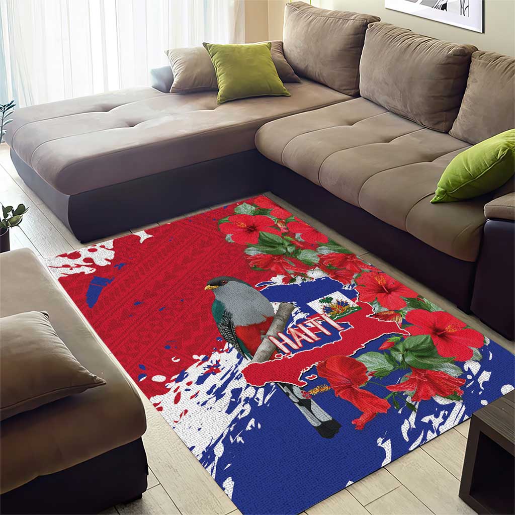 Haiti Independence Day Area Rug 1804 Proud Ayiti Map Hispaniolan Trogon - Wonder Print Shop