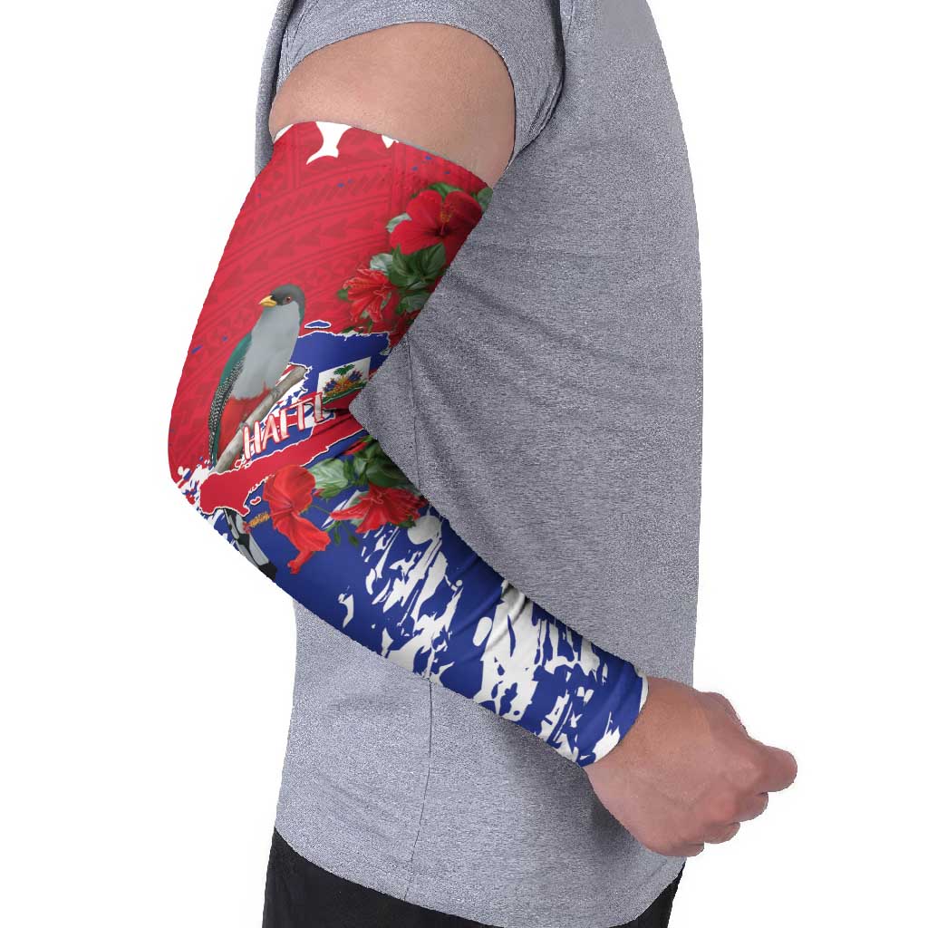 Haiti Independence Day Arm Sleeves 1804 Proud Ayiti Map Hispaniolan Trogon - Wonder Print Shop