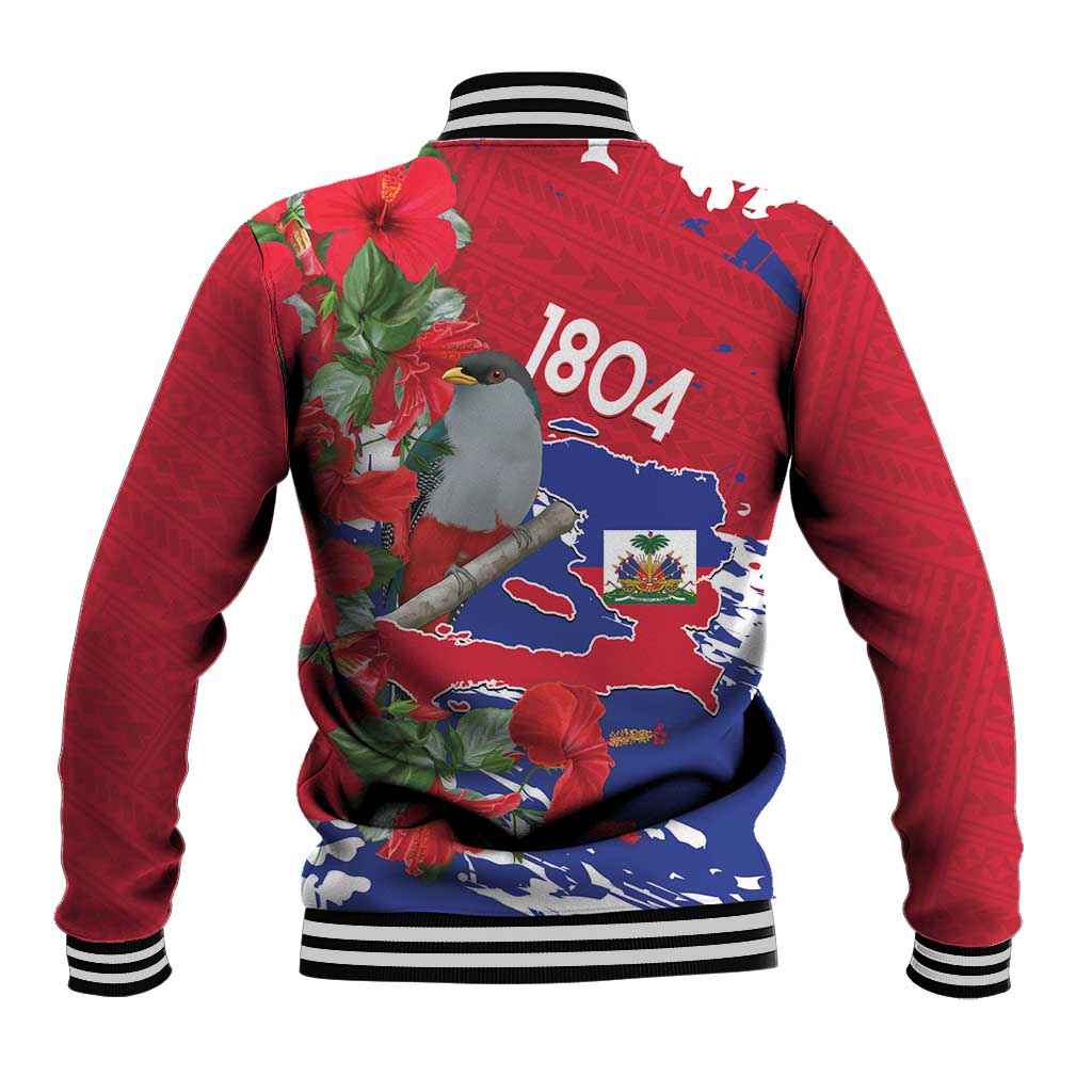 Haiti Independence Day Baseball Jacket 1804 Proud Ayiti Map Hispaniolan Trogon - Wonder Print Shop