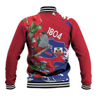 Haiti Independence Day Baseball Jacket 1804 Proud Ayiti Map Hispaniolan Trogon - Wonder Print Shop