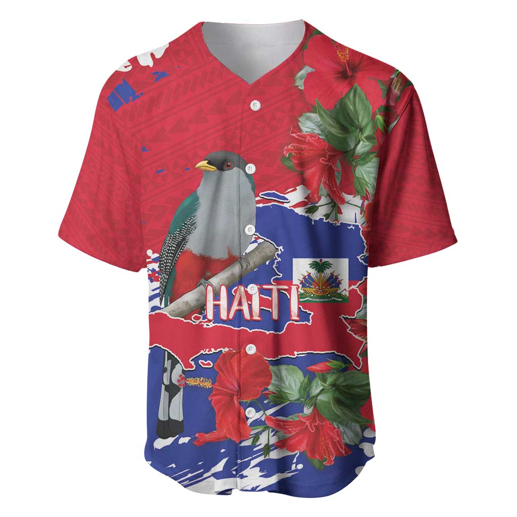 Haiti Independence Day Baseball Jersey 1804 Proud Ayiti Map Hispaniolan Trogon - Wonder Print Shop