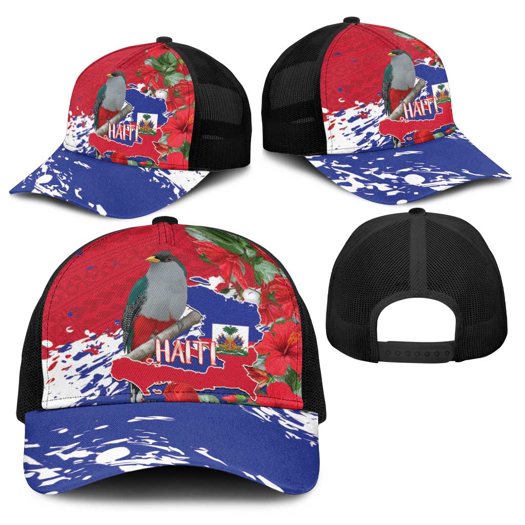 Haiti Independence Day Baseball Net Cap 1804 Proud Ayiti Map Hispaniolan Trogon - Wonder Print Shop