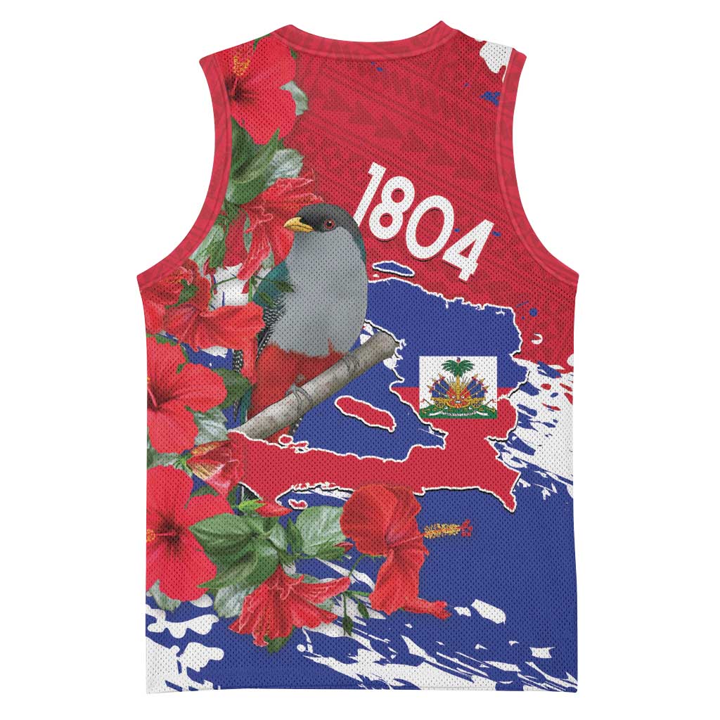 Haiti Independence Day Basketball Jersey 1804 Proud Ayiti Map Hispaniolan Trogon - Wonder Print Shop