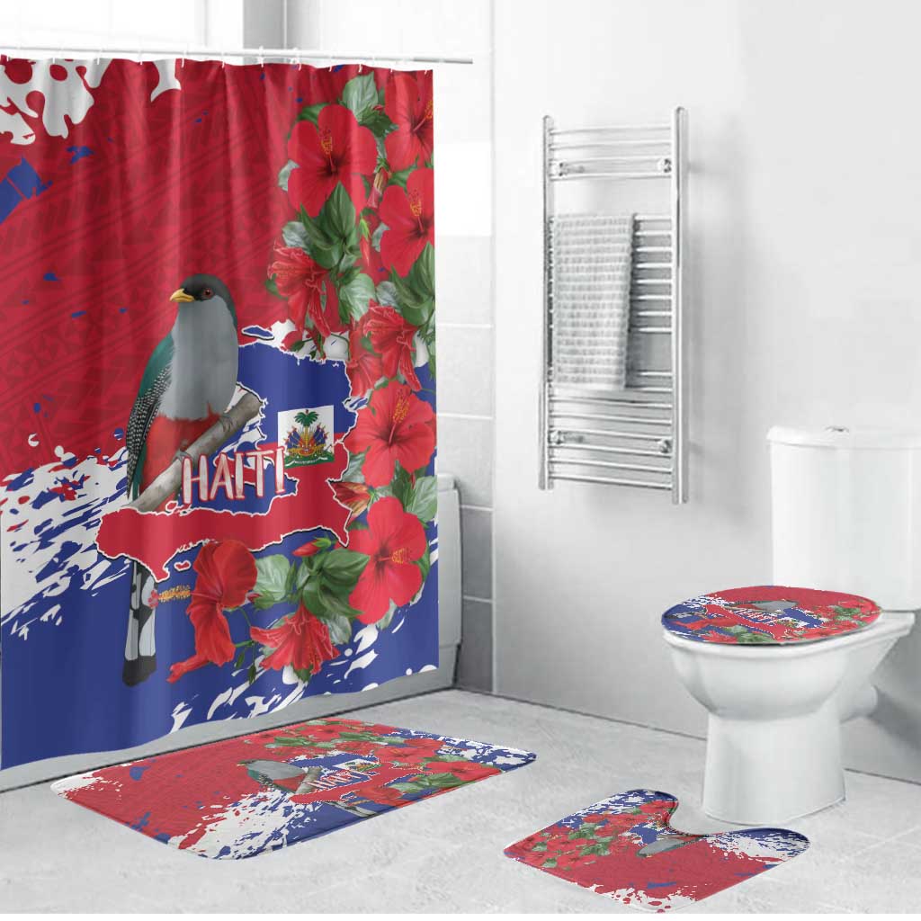 Haiti Independence Day Bathroom Set 1804 Proud Ayiti Map Hispaniolan Trogon - Wonder Print Shop