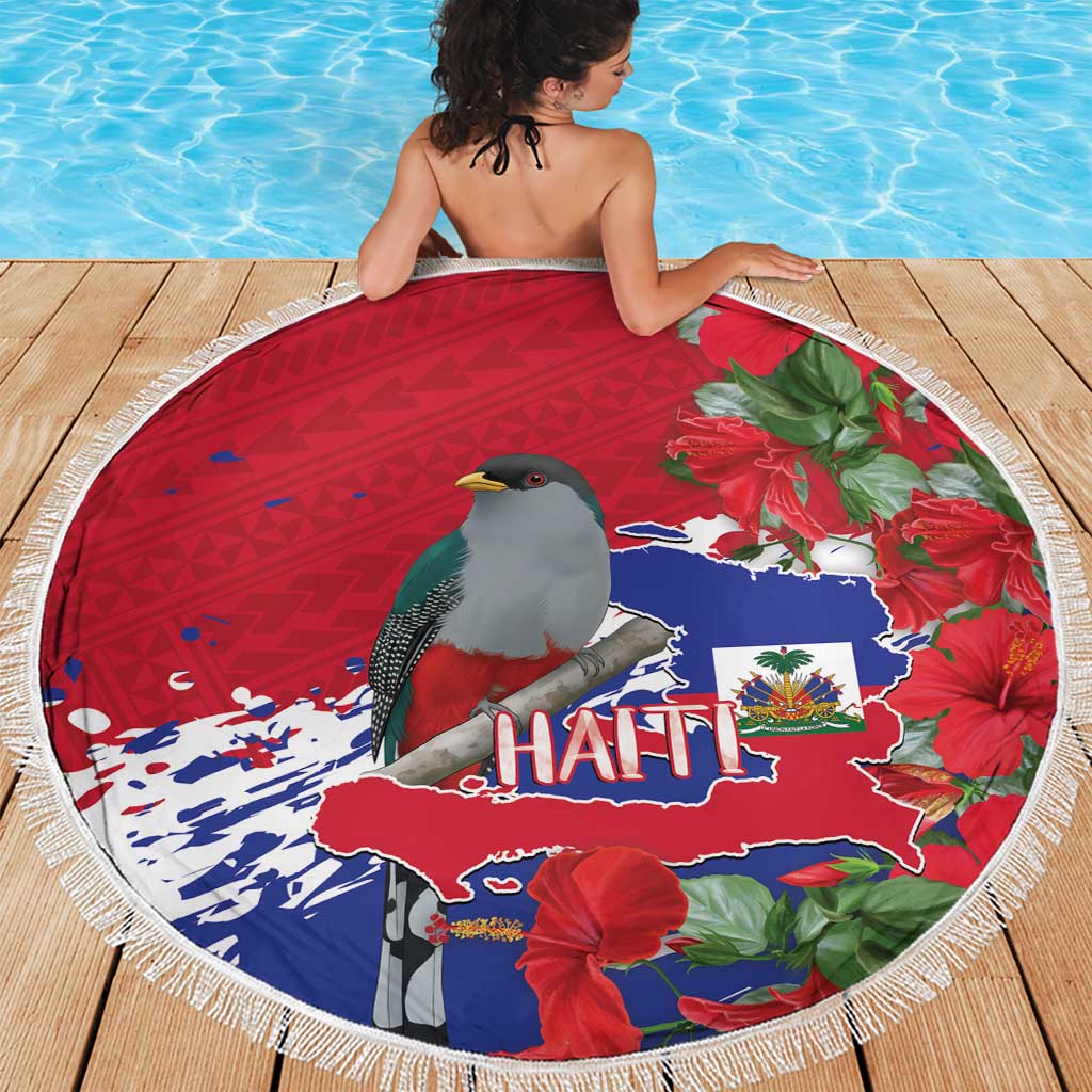 Haiti Independence Day Beach Blanket 1804 Proud Ayiti Map Hispaniolan Trogon - Wonder Print Shop