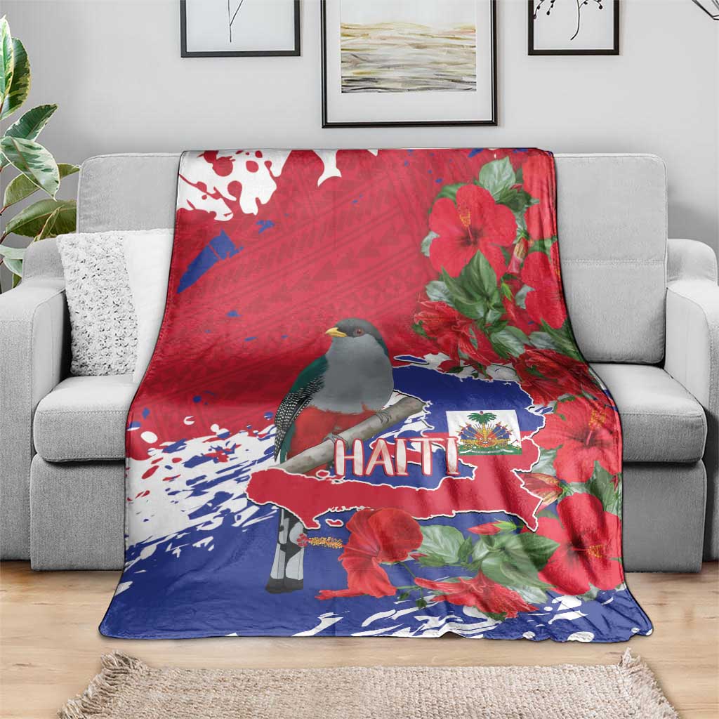 Haiti Independence Day Blanket 1804 Proud Ayiti Map Hispaniolan Trogon - Wonder Print Shop