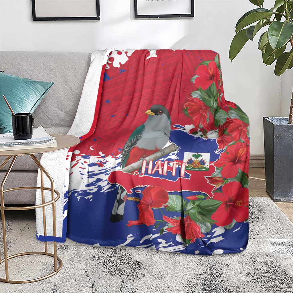 Haiti Independence Day Blanket 1804 Proud Ayiti Map Hispaniolan Trogon - Wonder Print Shop