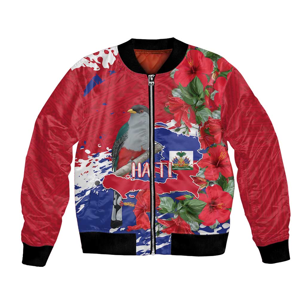 Haiti Independence Day Bomber Jacket 1804 Proud Ayiti Map Hispaniolan Trogon - Wonder Print Shop