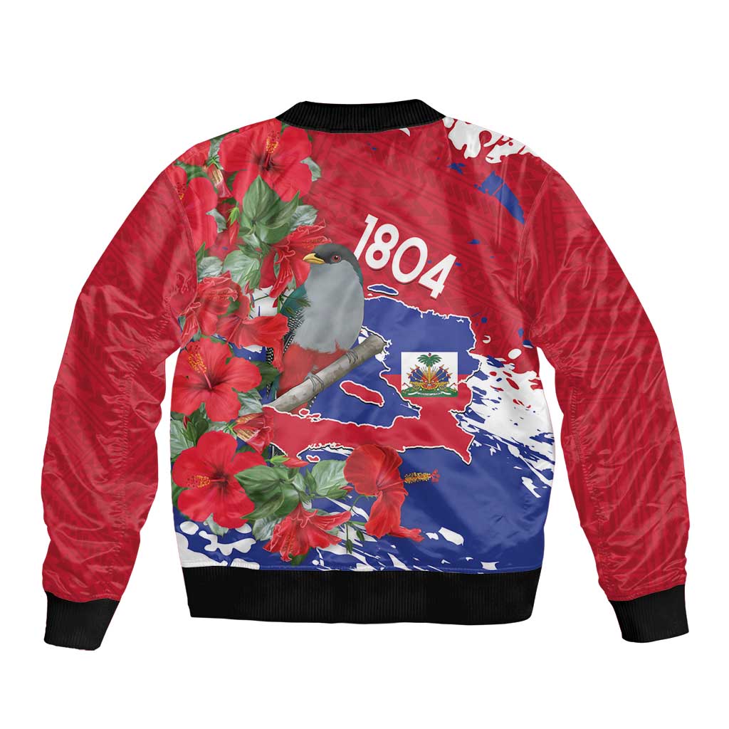 Haiti Independence Day Bomber Jacket 1804 Proud Ayiti Map Hispaniolan Trogon - Wonder Print Shop