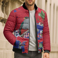 Haiti Independence Day Bomber Puffer Jacket 1804 Proud Ayiti Map Hispaniolan Trogon - Wonder Print Shop
