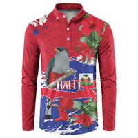 Haiti Independence Day Button Sweatshirt 1804 Proud Ayiti Map Hispaniolan Trogon - Wonder Print Shop