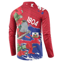 Haiti Independence Day Button Sweatshirt 1804 Proud Ayiti Map Hispaniolan Trogon - Wonder Print Shop