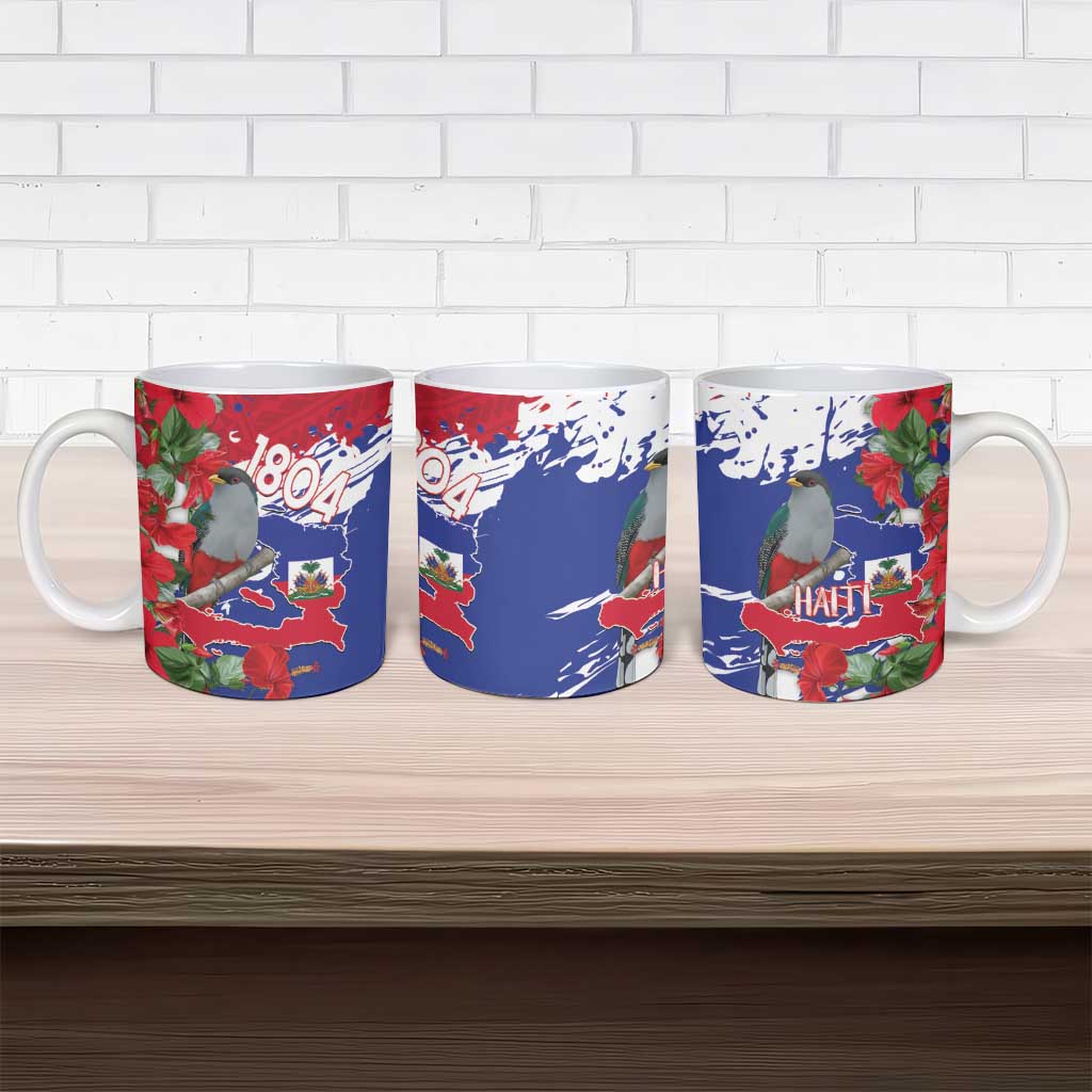 Haiti Independence Day Ceramic Mug 1804 Proud Ayiti Map Hispaniolan Trogon - Wonder Print Shop