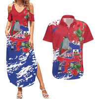 Haiti Independence Day Couples Matching Summer Maxi Dress and Hawaiian Shirt 1804 Proud Ayiti Map Hispaniolan Trogon - Wonder Print Shop