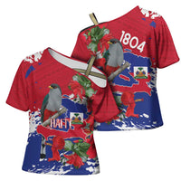 Haiti Independence Day Cross Shoulder Shirt 1804 Proud Ayiti Map Hispaniolan Trogon - Wonder Print Shop