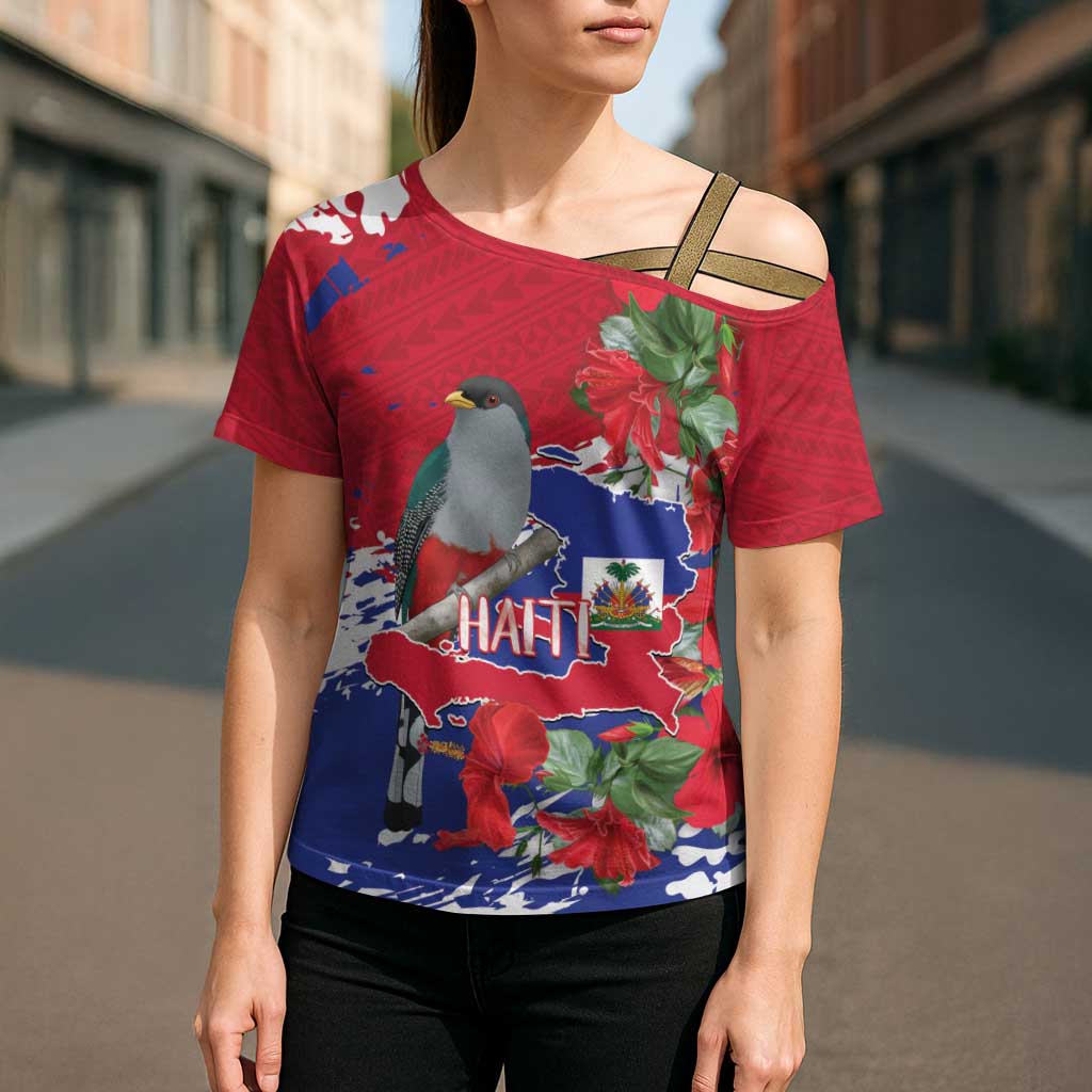 Haiti Independence Day Cross Shoulder Shirt 1804 Proud Ayiti Map Hispaniolan Trogon - Wonder Print Shop