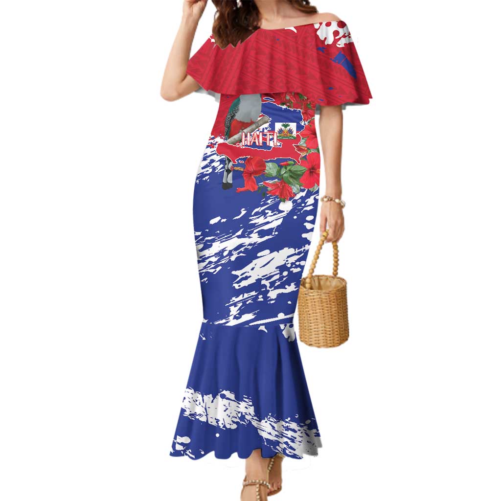 Haiti Independence Day Family Matching Mermaid Dress and Hawaiian Shirt 1804 Proud Ayiti Map Hispaniolan Trogon - Wonder Print Shop