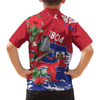 Haiti Independence Day Family Matching Off The Shoulder Long Sleeve Dress and Hawaiian Shirt 1804 Proud Ayiti Map Hispaniolan Trogon - Wonder Print Shop