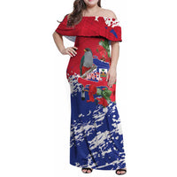 Haiti Independence Day Family Matching Off Shoulder Maxi Dress and Hawaiian Shirt 1804 Proud Ayiti Map Hispaniolan Trogon - Wonder Print Shop