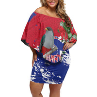 Haiti Independence Day Family Matching Off Shoulder Short Dress and Hawaiian Shirt 1804 Proud Ayiti Map Hispaniolan Trogon - Wonder Print Shop