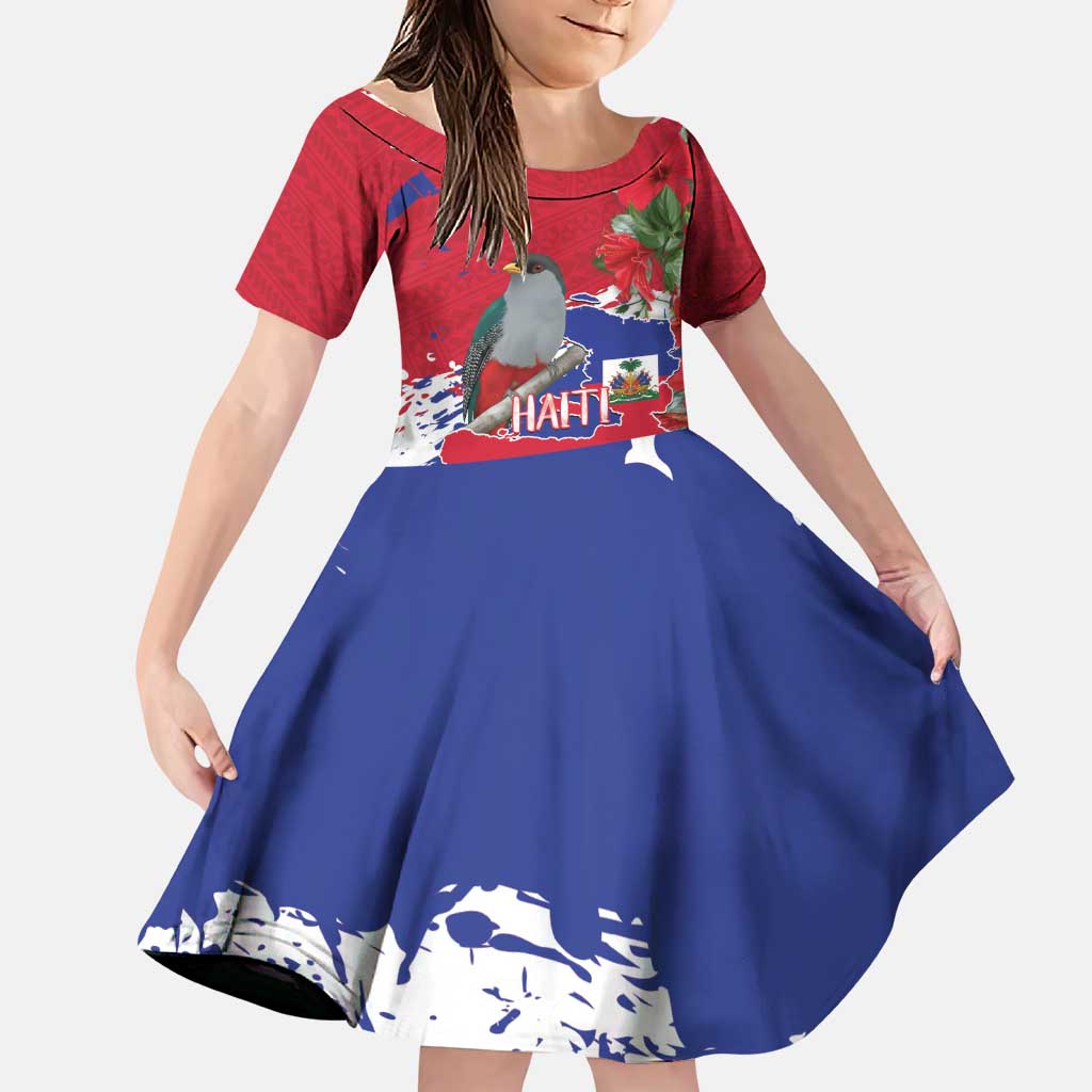 Haiti Independence Day Family Matching Puletasi and Hawaiian Shirt 1804 Proud Ayiti Map Hispaniolan Trogon - Wonder Print Shop