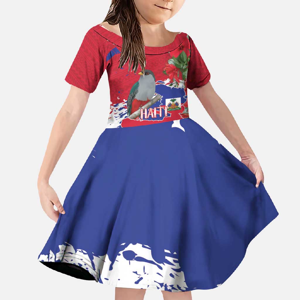 Haiti Independence Day Family Matching Tank Maxi Dress and Hawaiian Shirt 1804 Proud Ayiti Map Hispaniolan Trogon - Wonder Print Shop