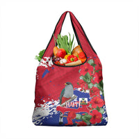 Haiti Independence Day Grocery Bag 1804 Proud Ayiti Map Hispaniolan Trogon - Wonder Print Shop