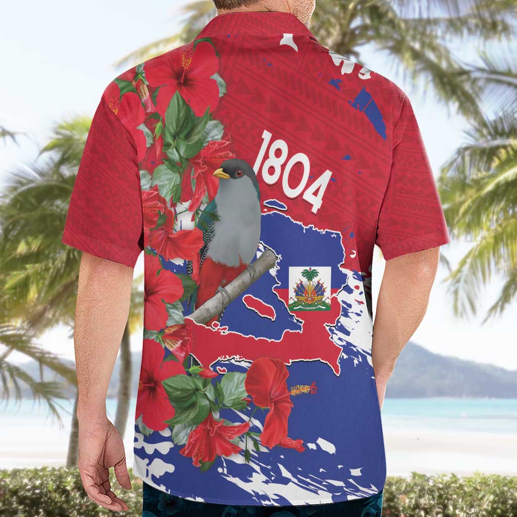 Haiti Independence Day Hawaiian Shirt 1804 Proud Ayiti Map Hispaniolan Trogon - Wonder Print Shop