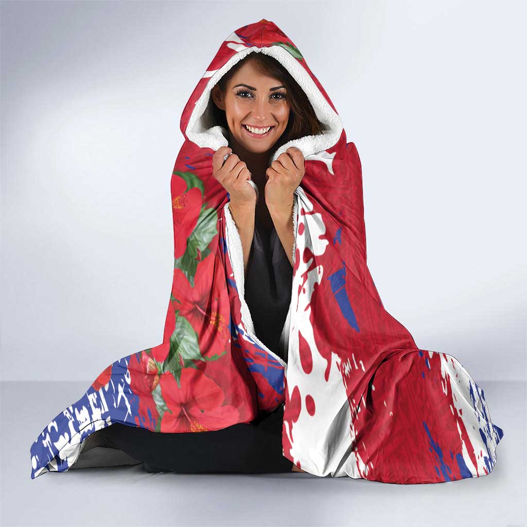 Haiti Independence Day Hooded Blanket 1804 Proud Ayiti Map Hispaniolan Trogon - Wonder Print Shop