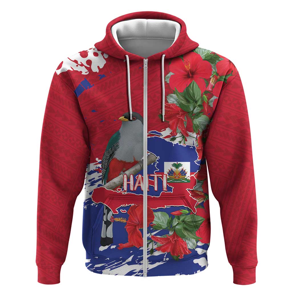 Haiti Independence Day Hoodie 1804 Proud Ayiti Map Hispaniolan Trogon - Wonder Print Shop