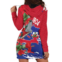 Haiti Independence Day Hoodie Dress 1804 Proud Ayiti Map Hispaniolan Trogon - Wonder Print Shop