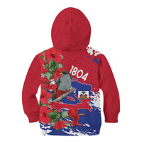Haiti Independence Day Kid Hoodie 1804 Proud Ayiti Map Hispaniolan Trogon - Wonder Print Shop