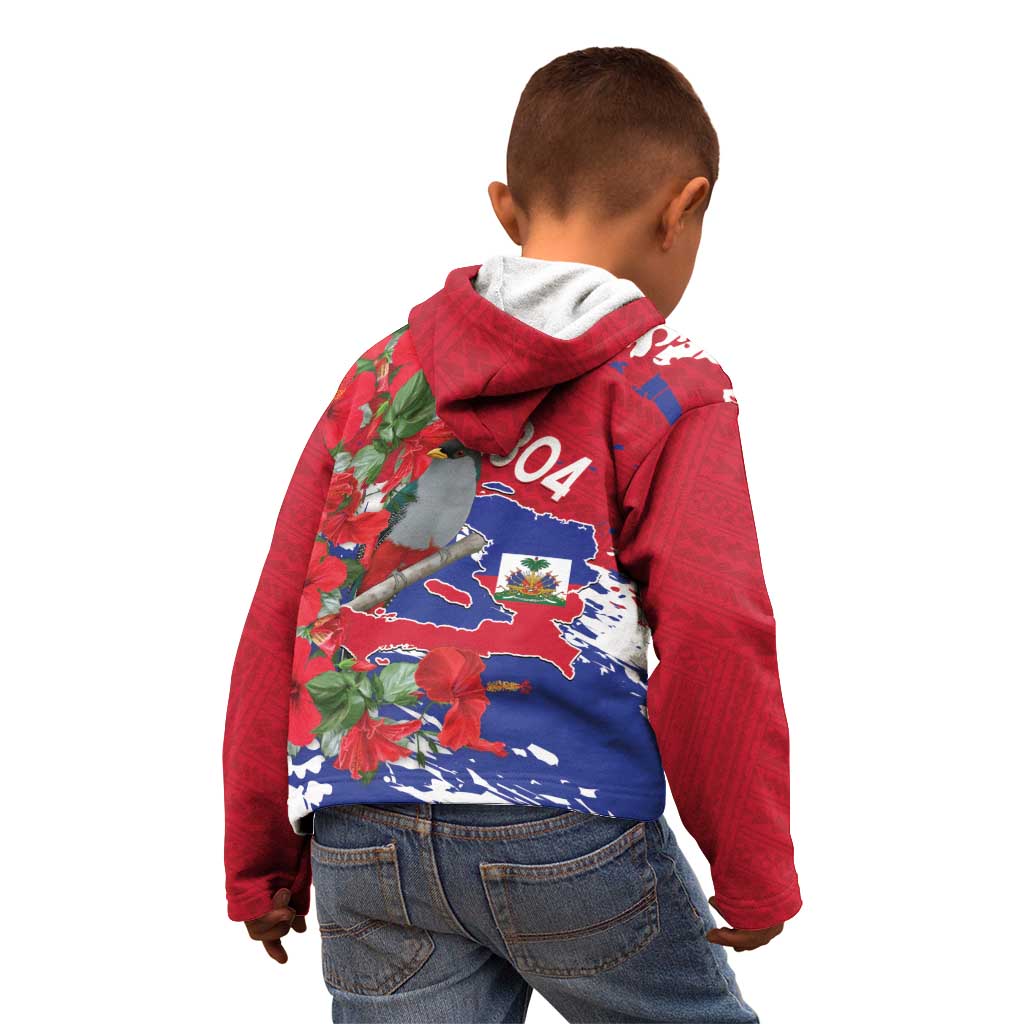 Haiti Independence Day Kid Hoodie 1804 Proud Ayiti Map Hispaniolan Trogon - Wonder Print Shop