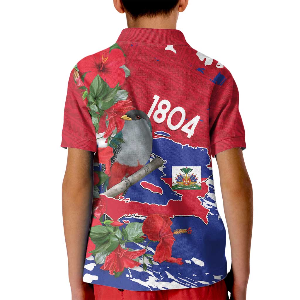 Haiti Independence Day Kid Polo Shirt 1804 Proud Ayiti Map Hispaniolan Trogon - Wonder Print Shop
