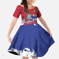 Haiti Independence Day Kid Short Sleeve Dress 1804 Proud Ayiti Map Hispaniolan Trogon - Wonder Print Shop