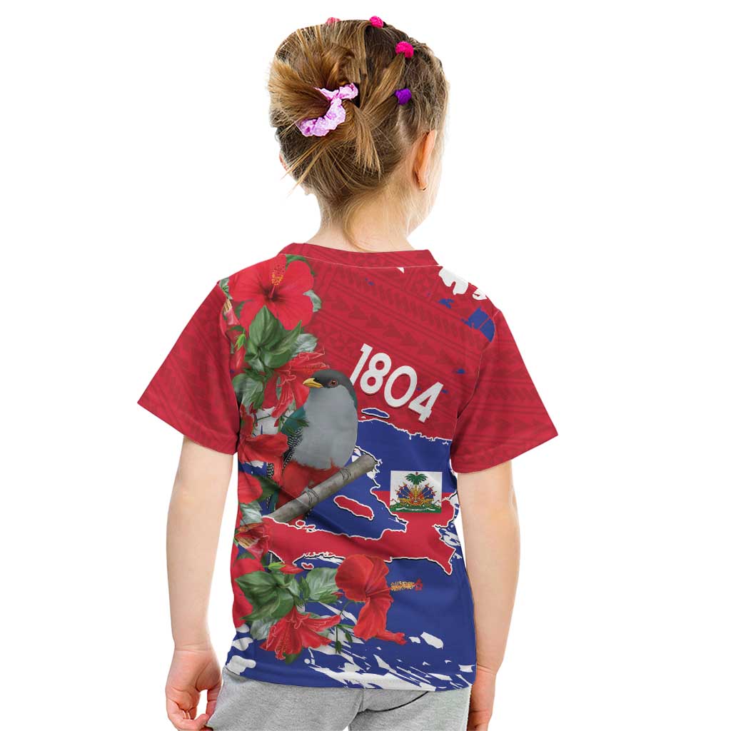 Haiti Independence Day Kid T Shirt 1804 Proud Ayiti Map Hispaniolan Trogon - Wonder Print Shop