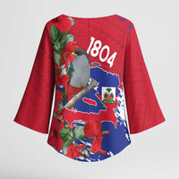 Haiti Independence Day Kimono Sleeve Blouse 1804 Proud Ayiti Map Hispaniolan Trogon - Wonder Print Shop