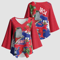 Haiti Independence Day Kimono Sleeve Blouse 1804 Proud Ayiti Map Hispaniolan Trogon - Wonder Print Shop