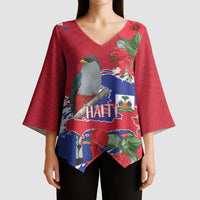 Haiti Independence Day Kimono Sleeve Blouse 1804 Proud Ayiti Map Hispaniolan Trogon - Wonder Print Shop