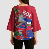 Haiti Independence Day Kimono Sleeve Blouse 1804 Proud Ayiti Map Hispaniolan Trogon - Wonder Print Shop