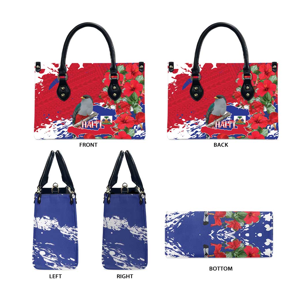 Haiti Independence Day Leather Bag 1804 Proud Ayiti Map Hispaniolan Trogon - Wonder Print Shop